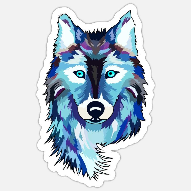 Wolf - Sticker taille S (10 x 10 cm) - blanc mat