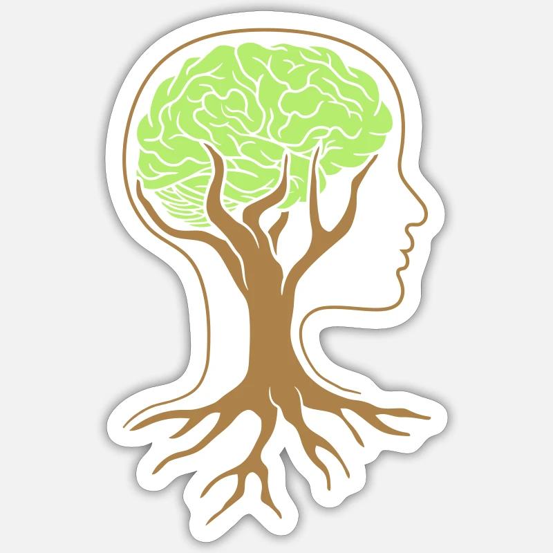 Tree brain design - Sticker size S (10 x 10 cm) - white matte