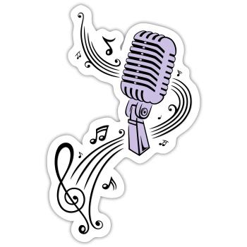 Mikrofon Musik Retro Mic - Sticker Größe S (10 x 10 cm) - Mattweiß - Vorne
