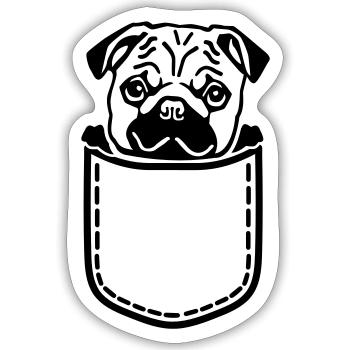 Mops - Sticker Größe S (10 x 10 cm) - Mattweiß - Vorne