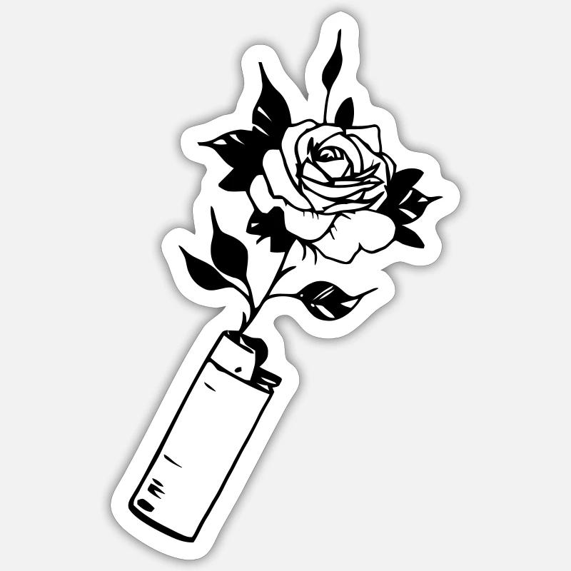 Blumenfeuerzeug (anpassbare Farben) - Sticker Größe S (10 x 10 cm) - Mattweiß