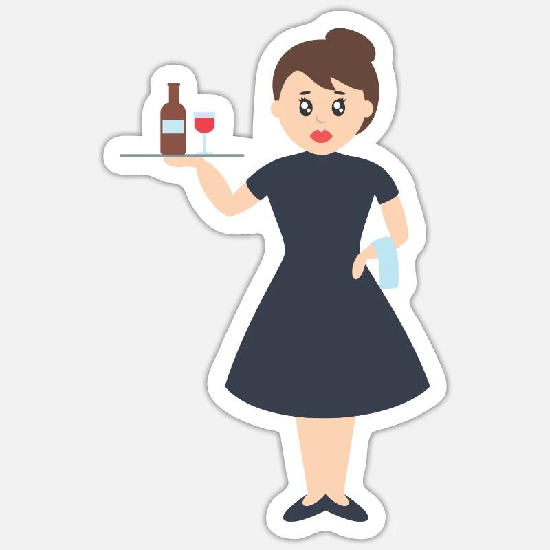 Kellnerin - Sticker Größe S (10 x 10 cm) - Mattweiß
