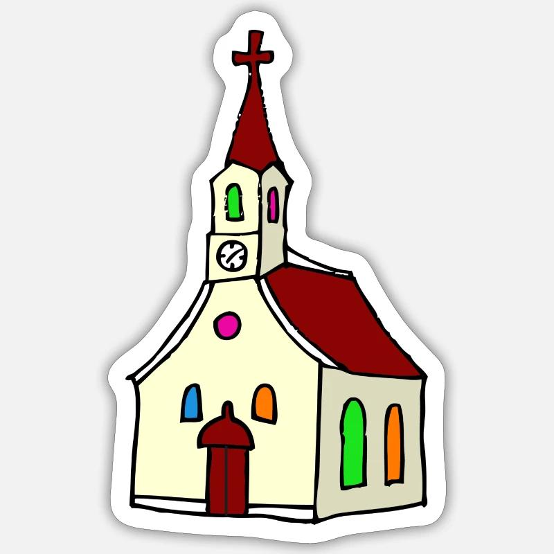 Kirche - Sticker Größe S (10 x 10 cm) - Mattweiß