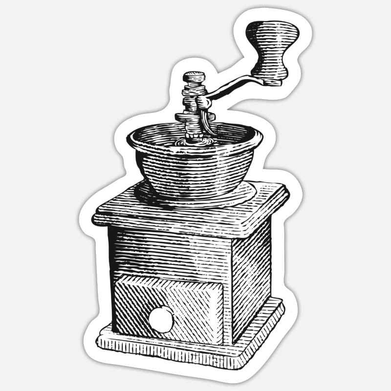 Conception de moulin à café - Sticker taille S (10 x 10 cm) - blanc mat