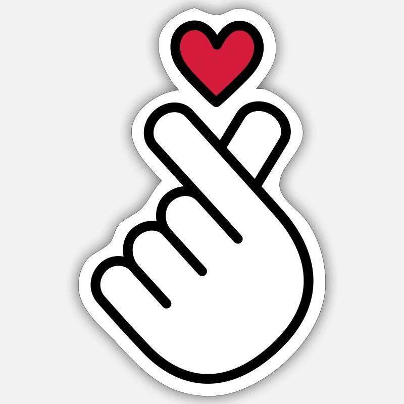 Cuore K-pop, simbolo della musica pop Corea K, dito, mano Adesivo