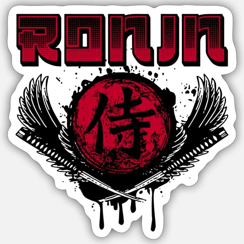 Ronin Samurai - Sticker taille S (10 x 10 cm) - blanc mat
