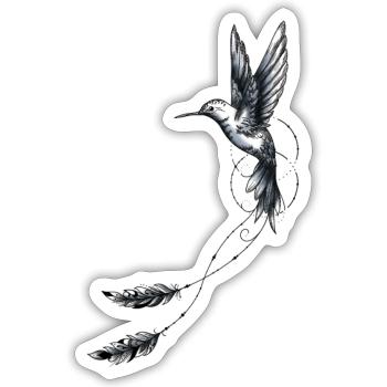 Geometrie der Kolibri-Federn - Sticker Größe S (10 x 10 cm) - Mattweiß - Vorne