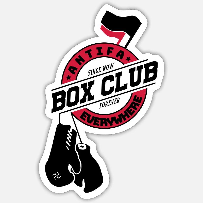 Club de boxe antifasciste - Sticker taille S (10 x 10 cm) - blanc mat