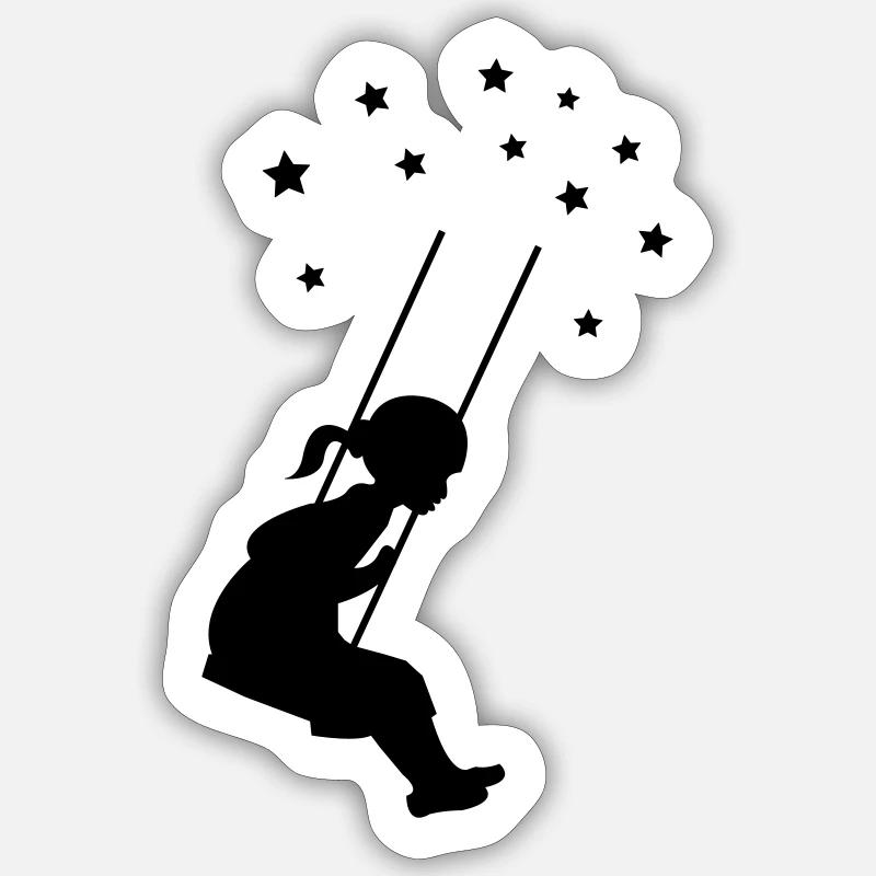 mädchen schaukel stern Sticker Größe S (10 x 10 cm)