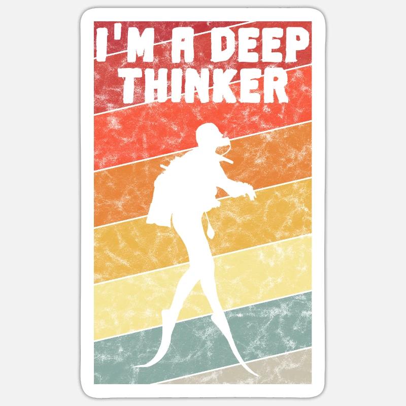 I'm a depp Thinker Diver Diving Diver Retro Sticker size S (10 x 10 cm)