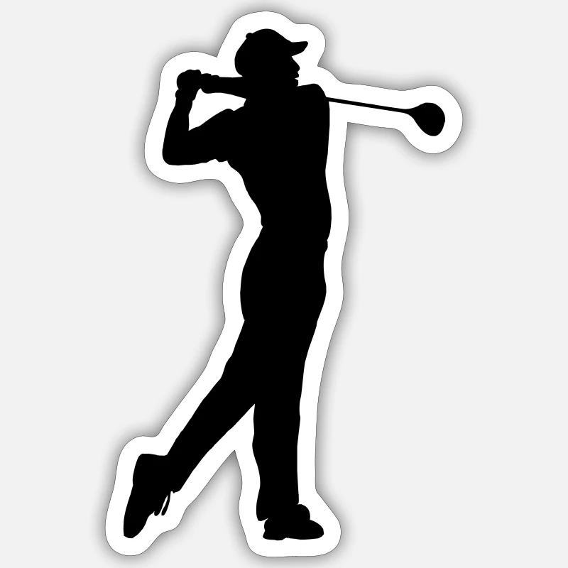 Schattenbild des Golfspielers - Sticker Größe S (10 x 10 cm) - Mattweiß