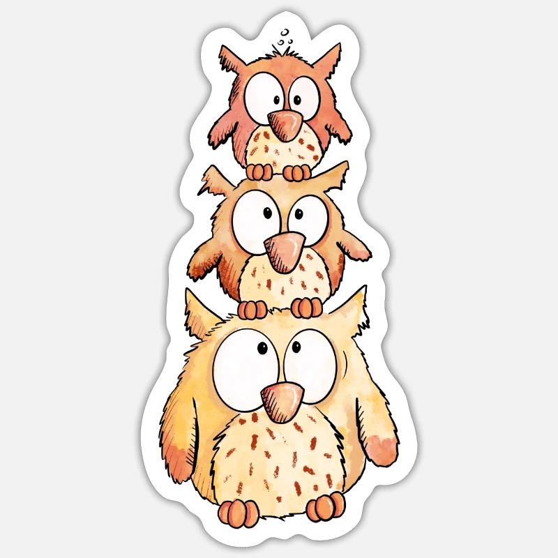 Three Little Owls - Sticker size S (10 x 10 cm) - white matte