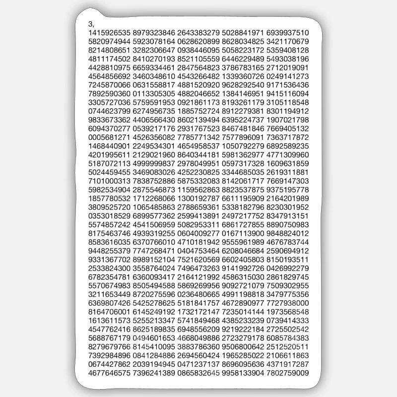 Pi to 2000 decimal places - Sticker size S (10 x 10 cm) - white matte