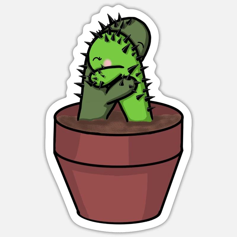 Cactus mignons - Sticker taille S (10 x 10 cm) - blanc mat