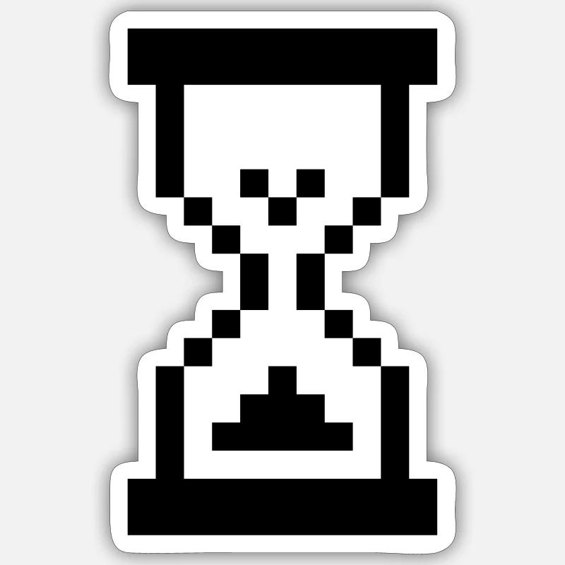 Computer Hourglass - Wait Concept - Sticker size S (10 x 10 cm) - white matte