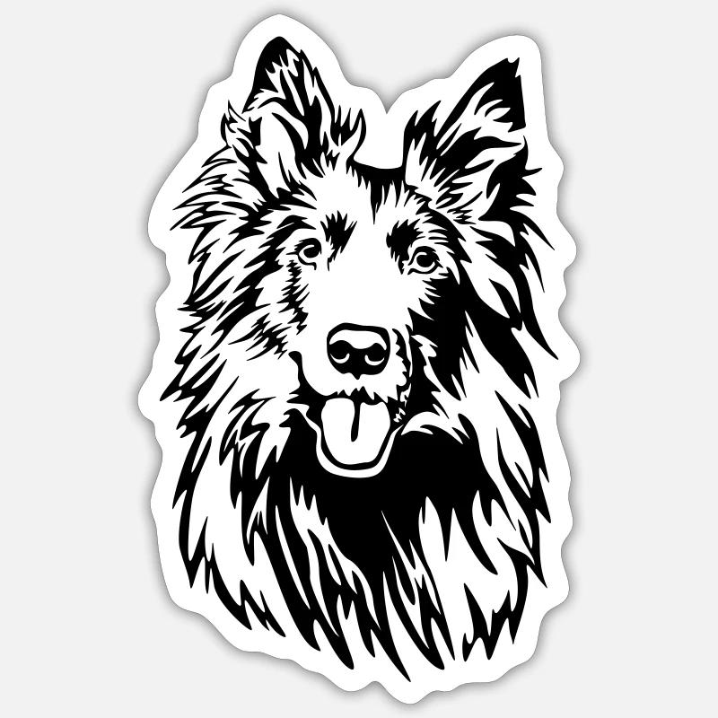 Groenendael head - Sticker size S (10 x 10 cm) - white matte