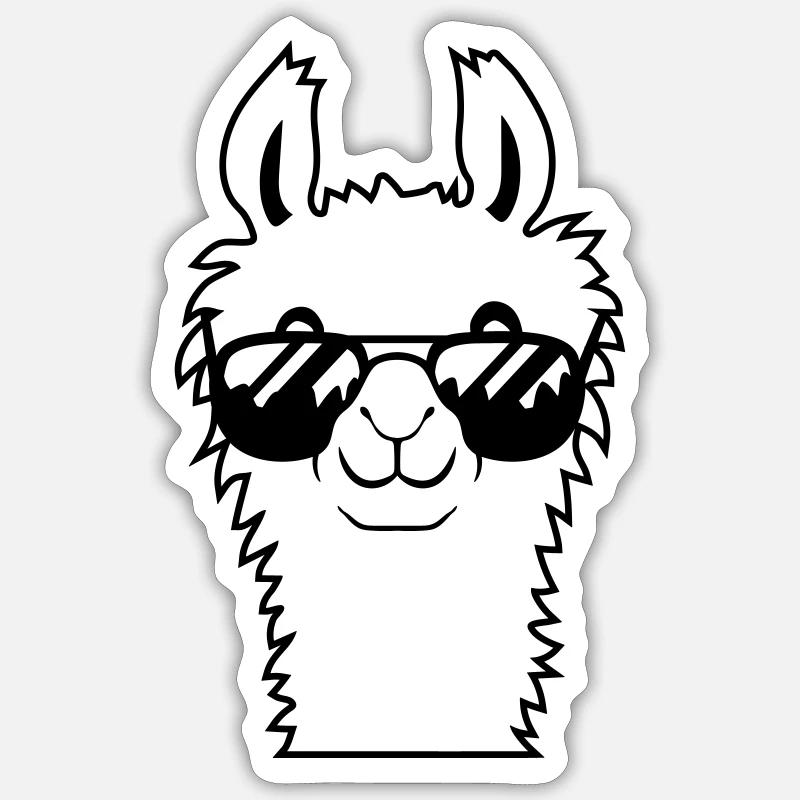 Cool lunettes de soleil alpaga - Sticker taille S (10 x 10 cm) - blanc mat