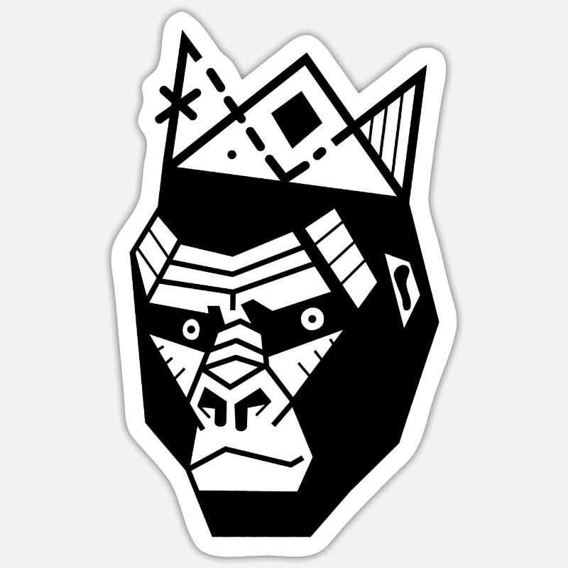 Singe roi gorille - Sticker taille S (10 x 10 cm) - blanc mat