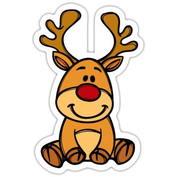 Rudolf Weihnachten Rentier - Sticker Größe S (10 x 10 cm) - Mattweiß - Vorne