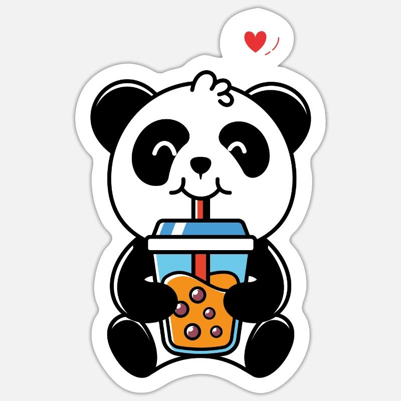 Panda boit - Sticker taille S (10 x 10 cm) - blanc mat