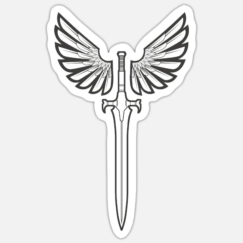 Winged Sword 2 - Sticker Größe S (10 x 10 cm) - Mattweiß