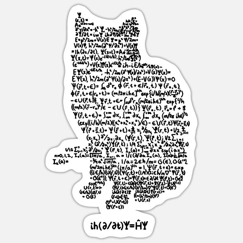 Chat professeur cadeau physique école atome - Sticker taille S (10 x 10 cm) - blanc mat