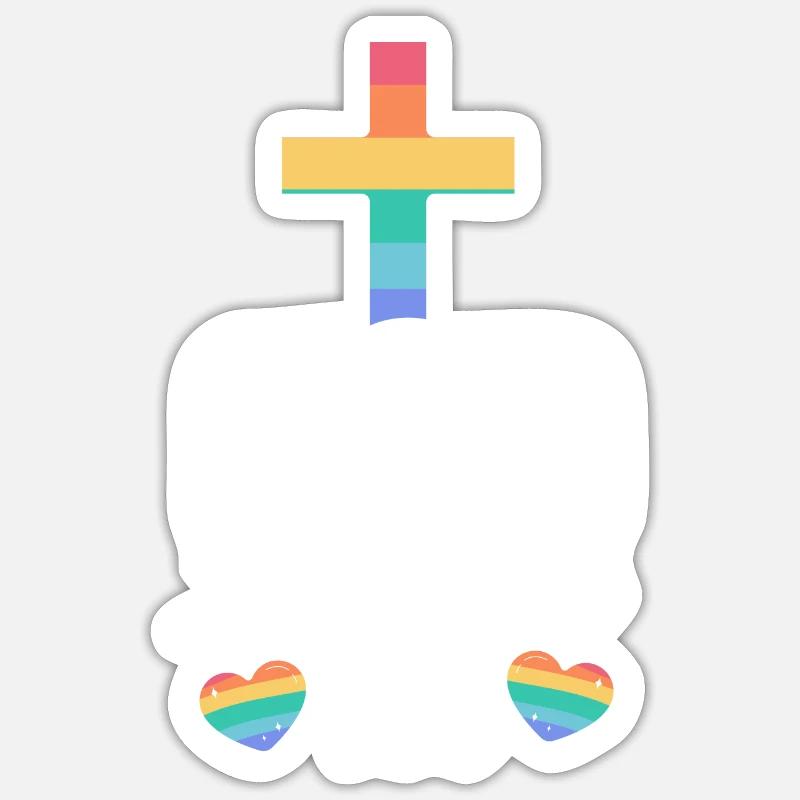 LGBTQ Regenbogen | Gott Glaube Christ Geschenkidee - Sticker Größe S (10 x 10 cm) - Mattweiß