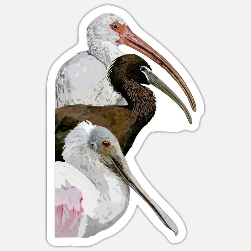 Ibis et spatule - Sticker taille S (10 x 10 cm) - blanc mat