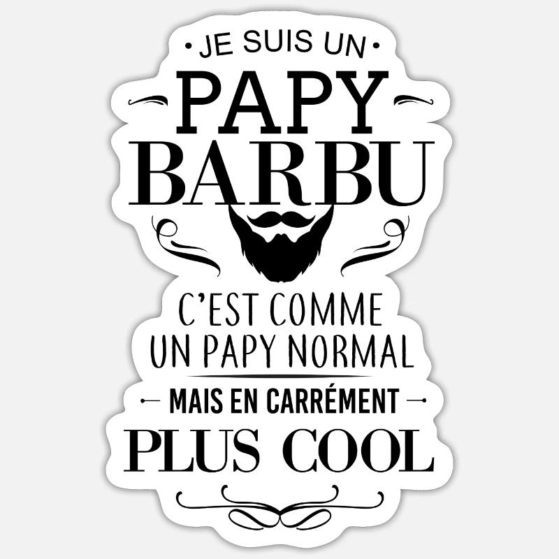 Papy Barbu - Sticker taille S (10 x 10 cm) - blanc mat