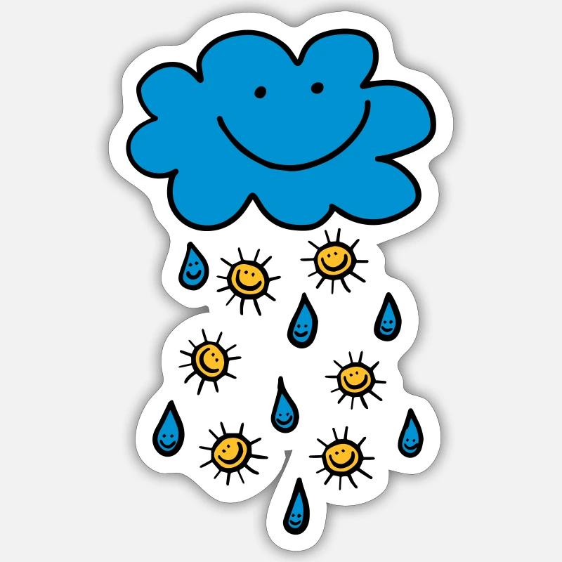 Rain cloud, raindrop, sun, summer, spring, weather Sticker size S (10 x 10 cm)