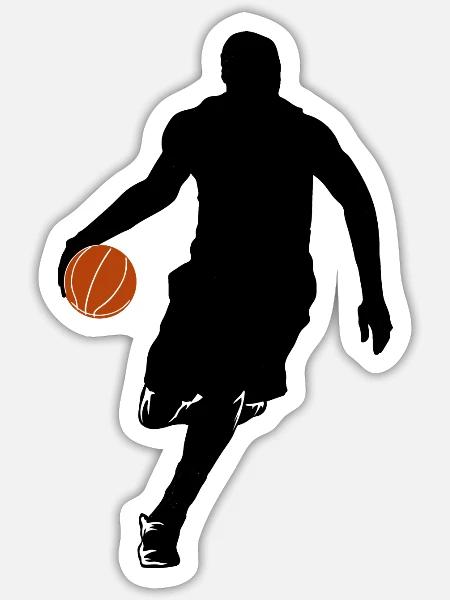 Sport Basketball Dribbling Silhouette - Sticker Größe S (10 x 10 cm) - Mattweiß