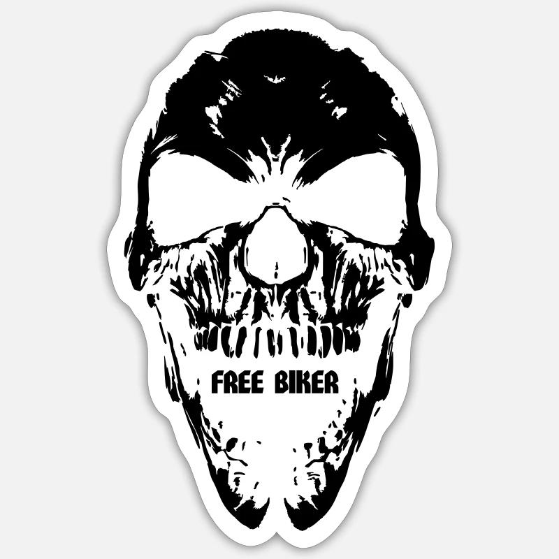 Skull Free Biker - Sticker size S (10 x 10 cm) - white matte