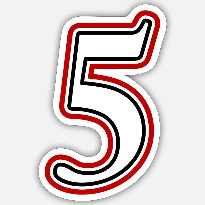 5 Numéro de numéro - Sticker taille S (10 x 10 cm) - blanc mat