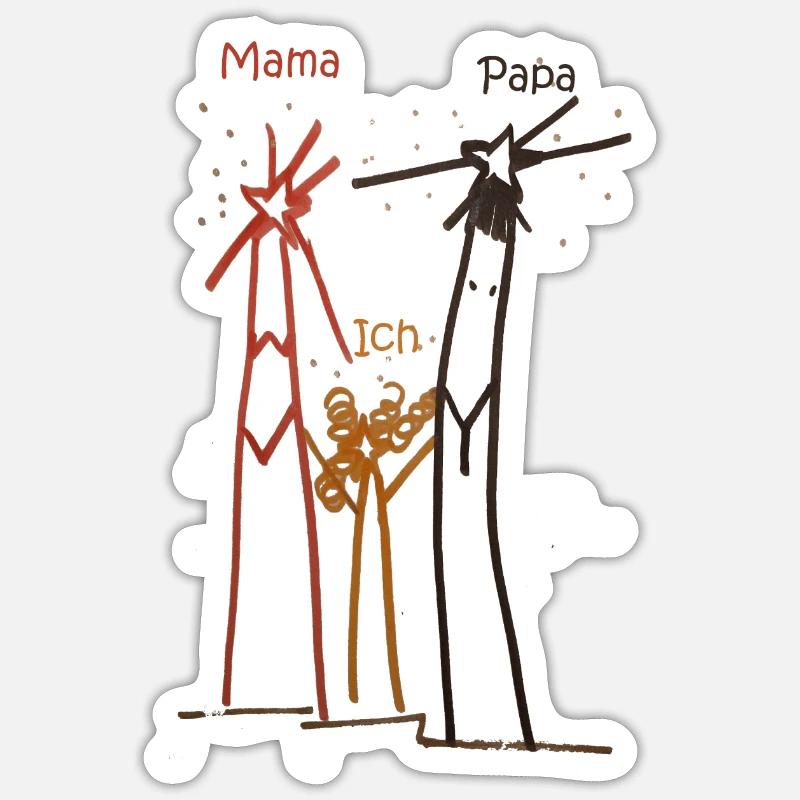 Mama Ich Papa - Sticker Größe S (10 x 10 cm) - Mattweiß