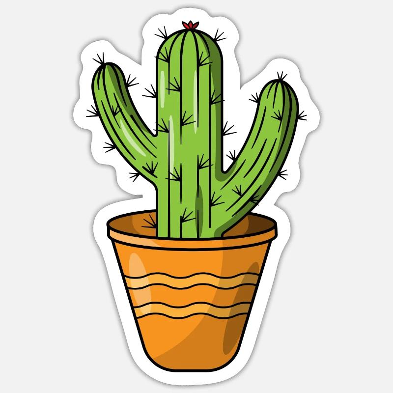 Cactus - Sticker taille S (10 x 10 cm) - blanc mat