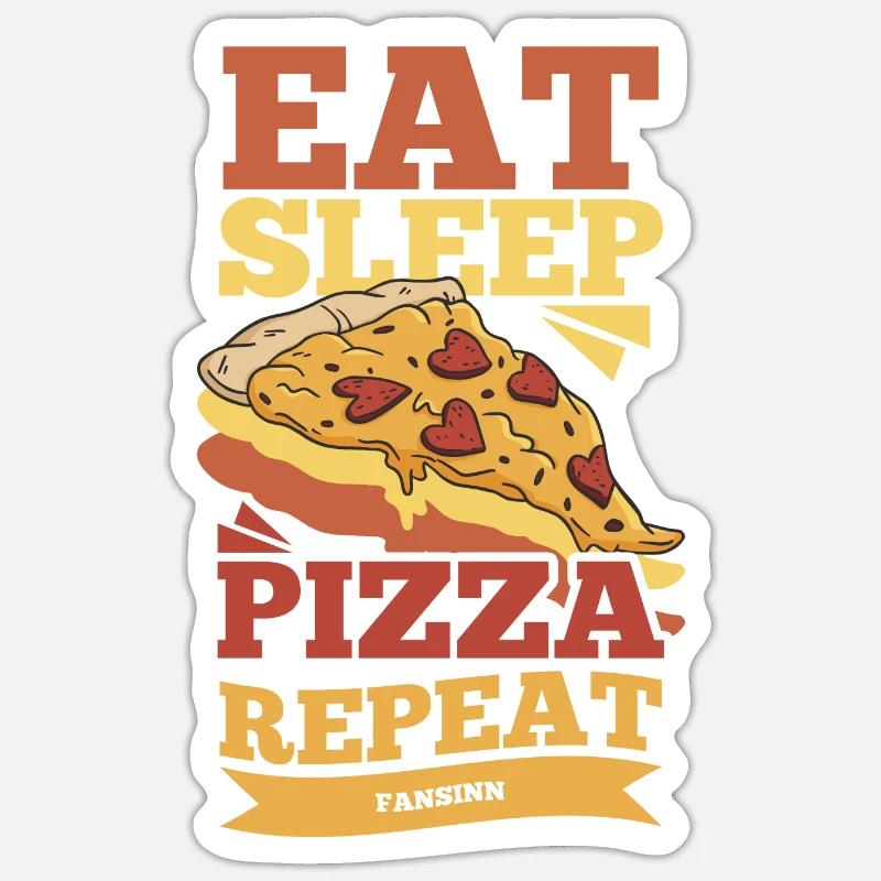 Manger Sleep Pizza Répéter - Sticker taille S (10 x 10 cm) - blanc mat