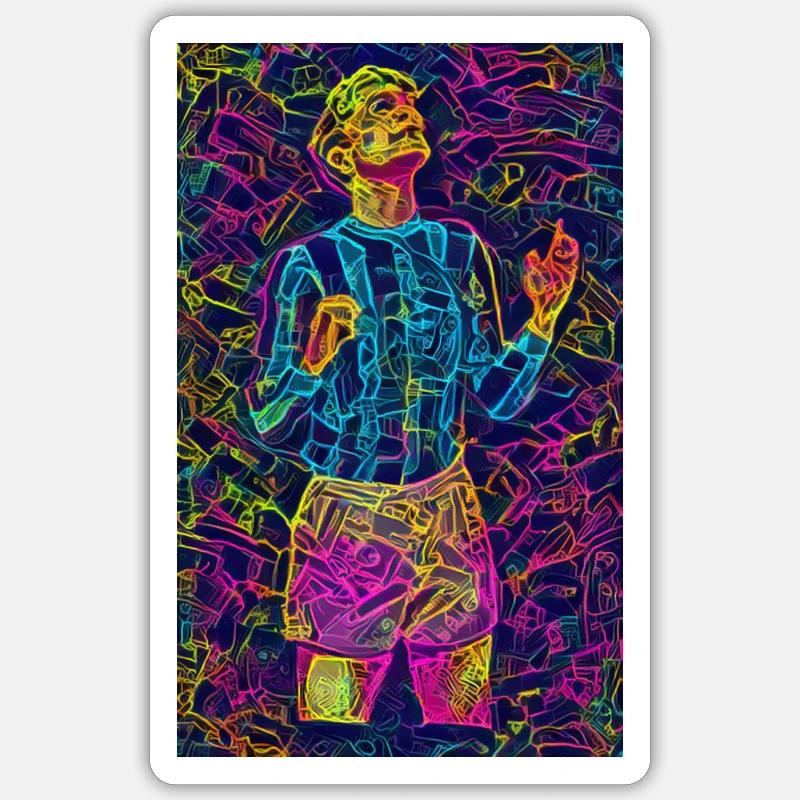 FußballMulticolor Sticker Größe S (10 x 10 cm)