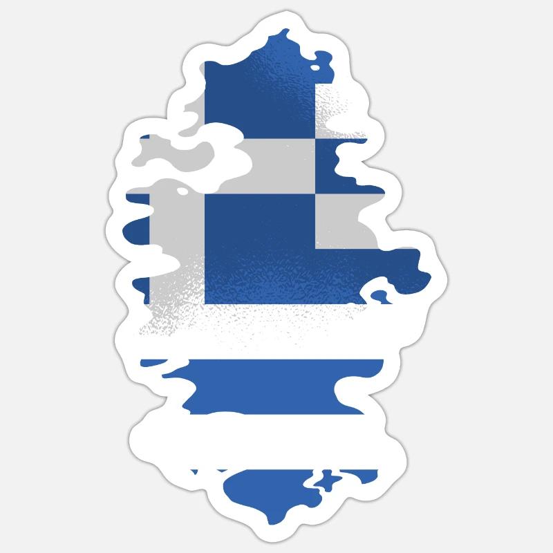 Grèce Drapeau Hellas Athènes Drapeau grec - Sticker taille S (10 x 10 cm) - blanc mat