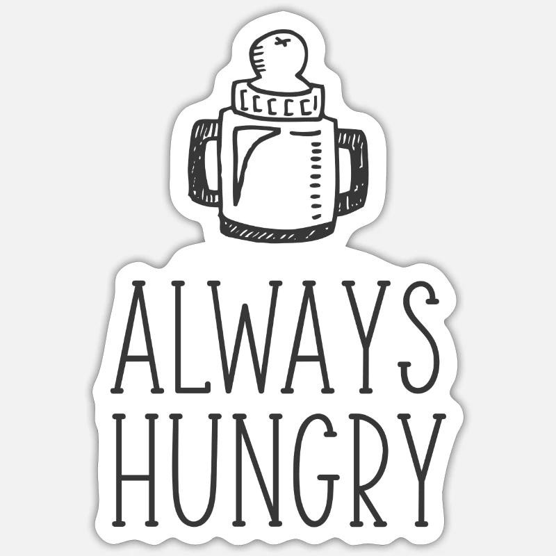 Bouteille toujours affamée 2 - Sticker taille S (10 x 10 cm) - blanc mat