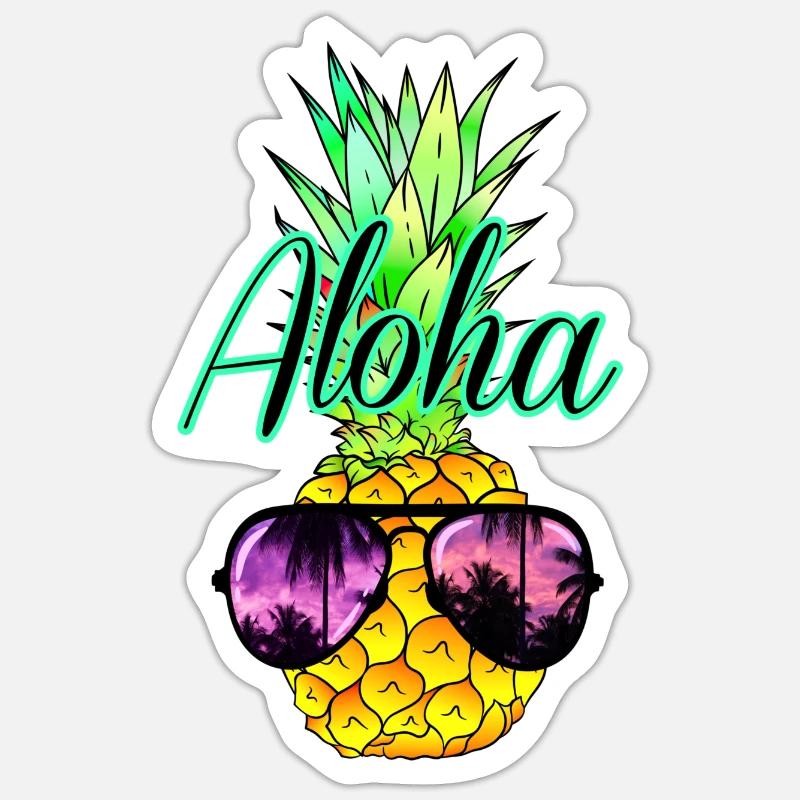 Pineapple Aloha - Sticker size S (10 x 10 cm) - white matte