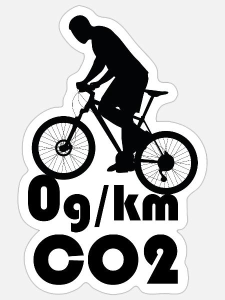 Klimawandel CO2 Neutral Radfahren - Sticker Größe S (10 x 10 cm) - Mattweiß