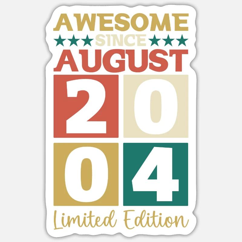 Awesome since August 2004 18. Geburtstag Geschenk - Sticker Größe S (10 x 10 cm) - Mattweiß