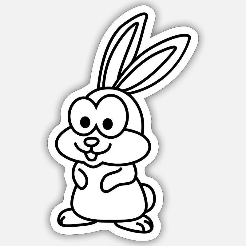Hase Comic Tier - Sticker Größe S (10 x 10 cm) - Mattweiß