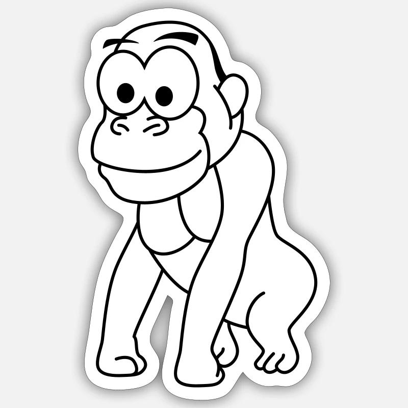 Gorilla Comic - Sticker Größe S (10 x 10 cm) - Mattweiß