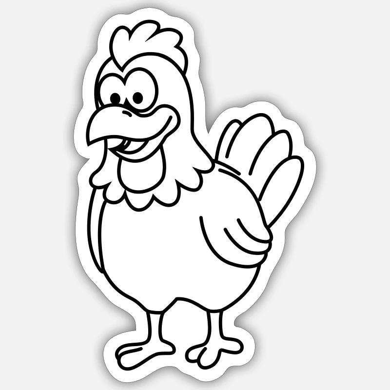Poulet Comic Animal - Sticker taille S (10 x 10 cm) - blanc mat