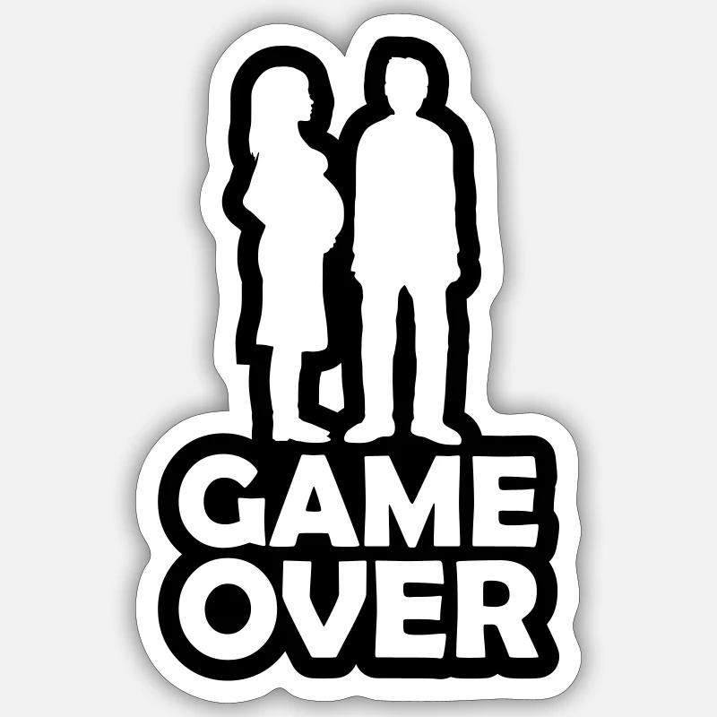 Papa Mama Game Over - Sticker Größe S (10 x 10 cm) - Mattweiß