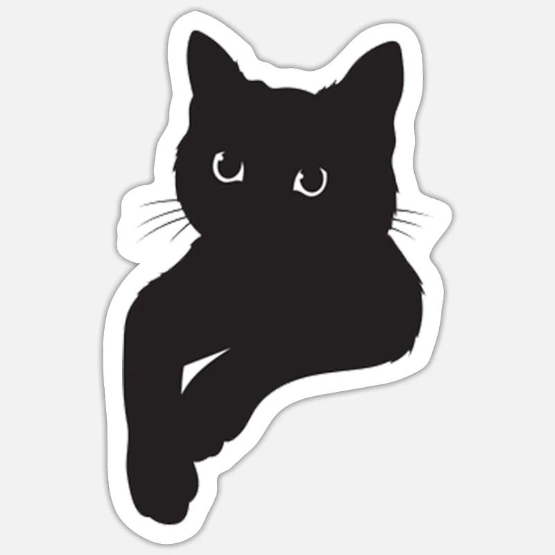 Schwarze Katze Pose - Sticker Größe S (10 x 10 cm) - Mattweiß