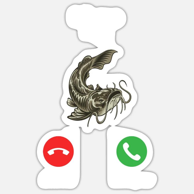 appel de silure - Sticker taille S (10 x 10 cm) - blanc mat