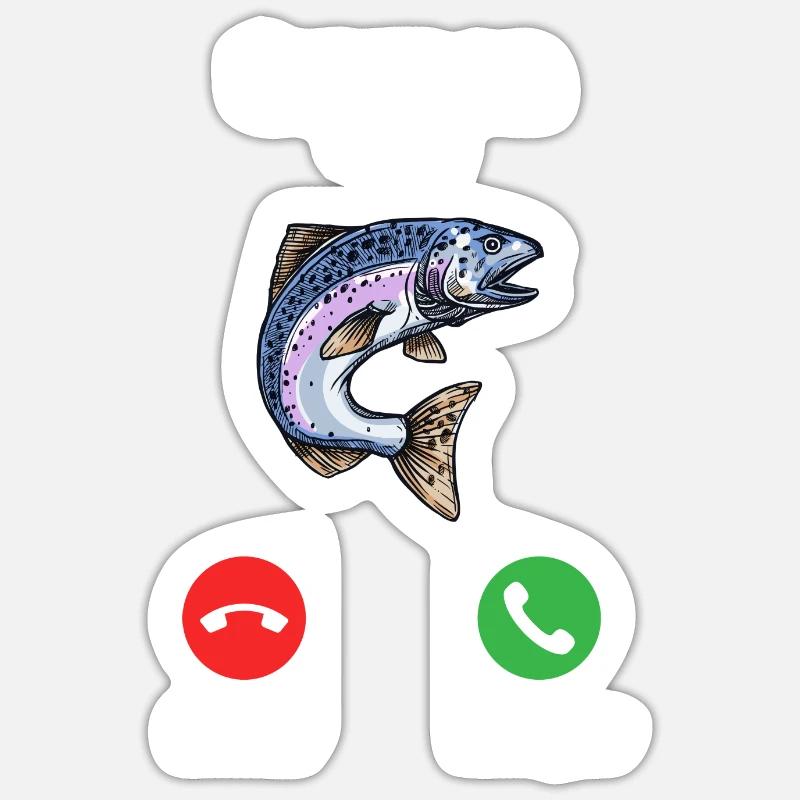 appel de saumon - Sticker taille S (10 x 10 cm) - blanc mat