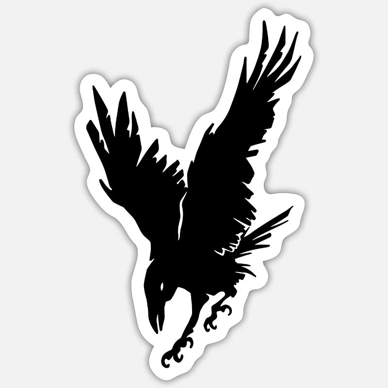 Krähe - Sticker Größe S (10 x 10 cm) - Mattweiß